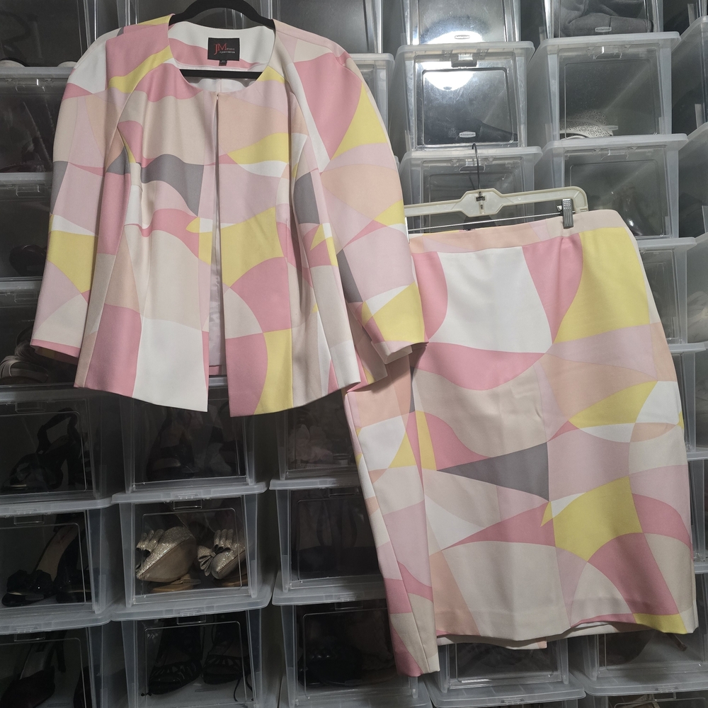 Stylish Women's Blazer in Pink, Yellow, and Gray